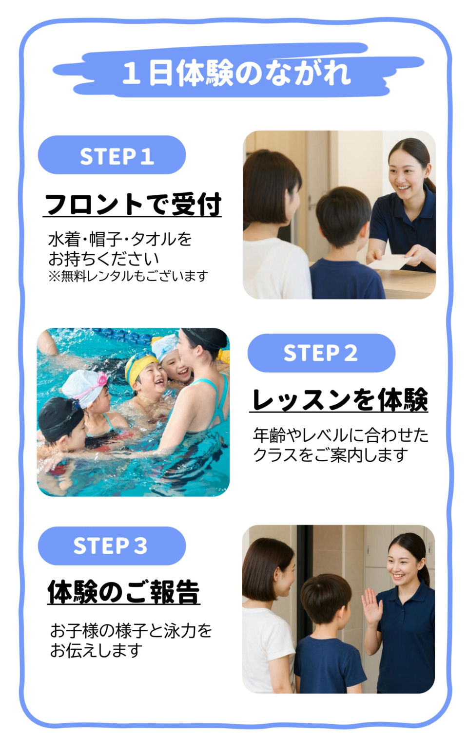 スパーク青葉　1日体験のながれ