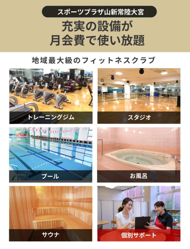スポーツプラザ山新常陸大宮―充実の施設が月会費で使い放題